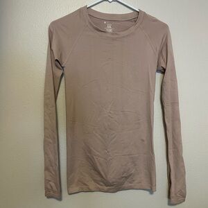 BuffBunny Fitted seamless Beige Long Sleeve Cut Out Top